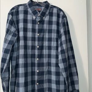 Men's XL Joe Fresh Men's Button-Down Plaid Shirt in Navy and Light Blue